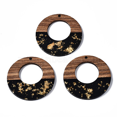 Black Donut Resin+Wood Pendants