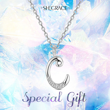 SHEGRACE 925 Sterling Silver Initial Pendant Necklaces(JN899A)-5