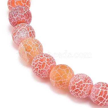 Natural Weathered Agate(Dyed) Round Beaded Stretch Bracelet(BJEW-JB08363-07)-5