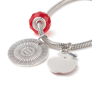 Bracelet à breloques pomme en alliage avec perles de verre(BJEW-TA00199)-5