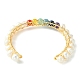Natural Pearl Bead & Mixed Gemstone Beads Cuff Bangles for Women Girl Gift(BJEW-JB06826-03)-2