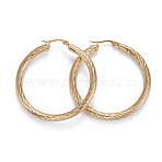 304 Stainless Steel Hoop Earrings, Hypoallergenic Earrings, Textured, Golden, 5 Gauge, 51x49x4.5mm, Pin: 0.7x1mm(X-EJEW-L232-034B-G)