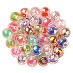 UV Plating Transparent Acrylic European Beads, Large Hole Beads, Round, Mixed Color, 13.5x13mm, Hole: 4mm(OACR-F004-03)