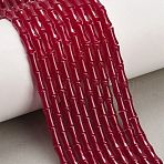 Lab Grown Red Corundum Beads Strands, Bamboo Stick, 8x4mm, Hole: 0.6mm, about 48pcs/strand, 15.28''(38.8cm)(GG-CBAC488-03B)