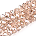 Electroplate Glass Beads Strands, Pearl Luster Plated, Faceted, Rondelle, PeachPuff, 3.5~3.8x3mm, Hole: 0.4mm, about 105~110pcs/strand, 29~31cm(EGLA-A034-T3mm-A29)