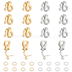 304 Stainless Steel Clip-on Earring Findings, with Open Jump Rings, Mixed Color, 12x6x8.5mm, Hole: 1mm(STAS-LP0001-51)
