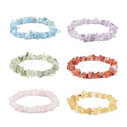 6Pcs 6 Style Natural Mixed Gemstone Chips Stretch Bracelets Set, Chakra Yoga Theme Jewelry for Men Women, Inner Diameter: 2-1/4 inch(5.7cm), 1Pc/style(BJEW-JB08916)