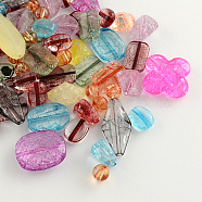 Mixed Crackle Style Transparent Acrylic Beads, Mixed Color, 8~31x8~28x3~8mm, Hole: 1~2mm(MACR-R546-28)