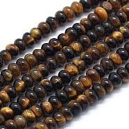 Natural Tiger Eye Beads Strands, Rondelle, 6x4mm, Hole: 1mm, about 96pcs/strand, 15.94 inch(40.5cm)(G-E507-22A)