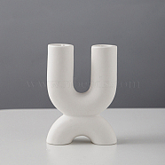 Ceramics 2 Arm Candlestick Holder, Candle Centerpiece, Perfect Home Party Decoration, White, 9.2x3.5x13cm(CAND-PW0013-59A)