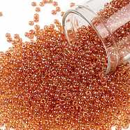 TOHO Round Seed Beads, Japanese Seed Beads, (365) Inside Color Light Topaz/Pomegranate Lined, 11/0, 2.2mm, Hole: 0.8mm, about 5555pcs/50g(SEED-XTR11-0365)