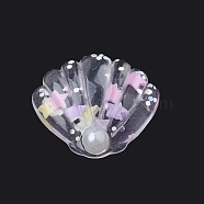 Resin Cabochons, with Paillette, Shell, Clear, 25x28~29x7mm(X-CRES-T007-15G)