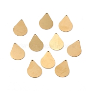 Ion Plating(IP) 304 Stainless Steel Pendants, Double Side Drawbench, Stamping Blank Tag, Teardrop, Golden, 22x16x1mm, Hole: 1.2mm(STAS-F271-05D-G)