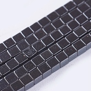 Electroplate Non-magnetic Synthetic Hematite Beads Strands, Cube, Grade AAAA, Black Plated, 2x2x2mm, Hole: 0.8mm, about 163pcs/strand, 16 inch(G-J170A-2x2mm-03)
