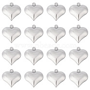 100Pcs 316 Surgical Stainless Steel Pendants, Heart Charm, Stainless Steel Color, 17x16x6mm, Hole: 1mm(STAS-SC0004-47)
