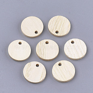 Wood Pendants, Flat Round, PapayaWhip, 15.5x2.5mm, Hole: 2mm(WOOD-S054-07)