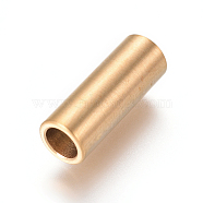 304 Stainless Steel Magnetic Clasps with Glue-in Ends, Ion Plating (IP), Matte, Column, Golden, 16x6mm, Hole: 4mm(STAS-F227-53B-G)