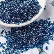 MIYUKI Round Rocailles Beads, Japanese Seed Beads, 8/0, (RR326) Transparent Capri Blue Luster, 3mm, Hole: 1mm, about 2111~2277pcs/50g(SEED-X0055-RR0326)