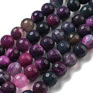 Faceted Natural Fire Crackle Agate Beads Strands, Round, Dyed & Heated, Indigo, 11.5mm, Hole: 1.6mm, about 31pcs/strand, 14.76''(37.5cm)(G-F447-12mm-N05)