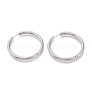 201 Stainless Steel Huggie Hoop Earrings, with 304 Stainless Steel Pin, Hypoallergenic Earrings, Ring, Stainless Steel Color, 35x3mm, 9 Gauge, Pin: 1mm(EJEW-O095-05-31)