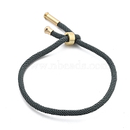 Cotton Cord Bracelets, with Brass Finding, Long-Lasting Plated, Real 24K Gold Plated, Slate Gray, 8-1/2 inch(21.5cm)~9 inch(23cm)(BJEW-F360-B31)