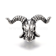 304 Stainless Steel Beads, Sheepshead, Antique Silver, 17.5x28x11mm, Hole: 6mm(STAS-F169-66AS)