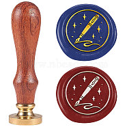 Wax Seal Stamp Set, Sealing Wax Stamp Solid Brass Heads with Wood Handles, for Envelopes Invitations, Gift Card, Pen, 83x22mm, Stamps: 25x14.5mm(AJEW-WH0208-1472)