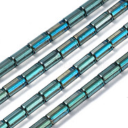 Electroplate Transparent Glass Beads Strands, AB Color Plated, Column, Dark Cyan, 5x2.5mm, Hole: 0.8mm, about 72~75pcs/strand, 13.98 inch~14.25 inch(35.5~36.2cm)(EGLA-T023-02-F04)