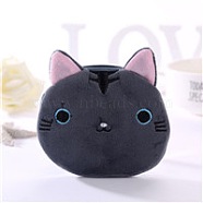 Cute Cat Velvet Zipper Wallets with Tag Chain, Coin Purses, Change Purse for Women & Girls, Gray, 12.5x11.5cm(ANIM-PW0002-26C)