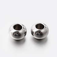 201 Stainless Steel European Beads, Large Hole Rondelle Beads, Stainless Steel Color, 10x6.5mm, Hole: 5mm(STAS-E082-23)
