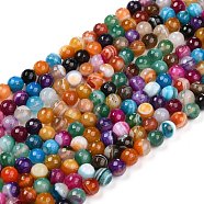 Natural Agate Beads Strands, Dyed, Faceted, Round, Colorful, 6mm, Hole: 1mm, about 66pcs/strand, 15.7 inch(G-H1593-6mm-6)