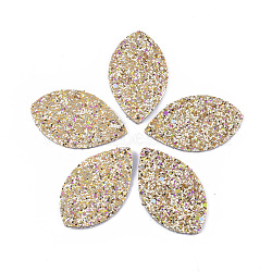 Polyester Fabric Big Pendants, with PU Leather and Double-Sided Glitter Sequins/Paillette, Horse Eye, Colorful, 61x36.5x3.5mm, Hole: 2mm(FIND-T059-016H)