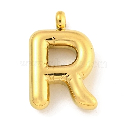 Ion Plating(IP) 304 Stainless Steel Pendants, Letter Charm, Golden, Letter R, 24.5x15.5x5.5mm, Hole: 3mm(STAS-C102-16G-R)