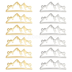 20Pcs 2 Colors Stainless Steel Outline Connector Charms, Mountain Links, Golden & Stainless Steel Color, 26x10x1mm, Hole: 1.2mm, 10pcs/color(STAS-UN0047-49)