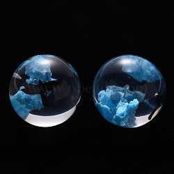 Transparent Epoxy Resin Beads, with Plastic Seagull Inside, Half Drilled, Round, Deep Sky Blue, 20mm, Hole: 1mm(X-RESI-N024-001C)