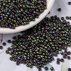 MIYUKI Round Rocailles Beads, Japanese Seed Beads, 8/0, (RR2019) Matte Metallic Eggplant Iris, 3mm, Hole: 1mm, about 2111~2277pcs/50g(SEED-X0055-RR2019)
