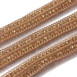 Iron Chain and Two Rows Rhinestone Cup Chain((Hot Melt Adhesive On The Back), Hotfix Rhinestone, Golden, 10x2.5mm(CH-WH0002-01G)