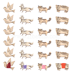 1Set Jungle Animal Wooden Thread Winding Boards, Floss Bobbin, Thread Organizer Card for Cross-Stitch, BurlyWood, 27~39.5x42.5~49.5x2mm, 4 styles, 6pcs/style, 24pcs(DIY-NB0010-12)