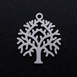 201 Stainless Steel pendants, Tree of Life, Stainless Steel Color, 20x17x1mm, Hole: 1.5mm(STAS-T049-T650-1)