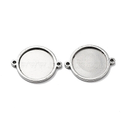 Non-Tarnish 201 Stainless Steel Cabochon Connector Settings, Flat Round, Stainless Steel Color, Tray: 20mm, 23.4x29.2x2.3mm, Hole: 2mm(STAS-E197-01P)