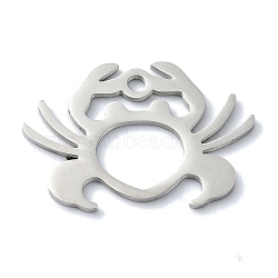 Non-Tarnish 304 Stainless Steel Pendants, Laser Cut, Crab Charms, Stainless Steel Color, 15.5x22.5x1mm, Hole: 1.5mm(STAS-C097-30P)