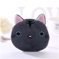 Cute Cat Velvet Zipper Wallets with Tag Chain, Coin Purses, Change Purse for Women & Girls, Gray, 12.5x11.5cm(ANIM-PW0002-26C)
