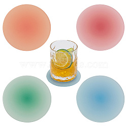 4Pcs 4 Colors Gradient Color Acrylic Cup Mats, Flat Round Coaster, Mixed Color, 95x2.8mm, 1pc/color(AJEW-GO0001-04)