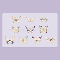 20Pcs 10 Styles Hot Stamping PVC Waterproof Butterfly Decorative Stickers, Self-adhesive Butterfly Decals, for DIY Scrapbooking, Plum, 150x100mm, 2pcs/style(PW-WG14945-04)