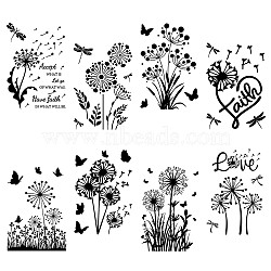 8 Sheets 8 Styles PVC Waterproof Wall Stickers, Self-Adhesive Decals, for Window or Stairway Home Decoration, Rectangle, Flower, 200x145mm, about 1 sheets/style(DIY-WH0345-064)