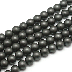 Frosted Non-magnetic Synthetic Hematite Round Bead Strands, Grade AA, 6mm, Hole: 0.8mm, about 65pcs/strand, 16 inch(X-G-J344-6mm)