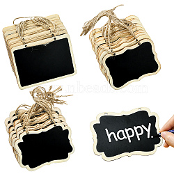 30Pcs 3 Styles Mini Wooden Hanging Chalkboard, Cute Blackboard Craft Decoration, with Jute Twine, Rectangle, Black, 16~20.5cm, 10pcs/style(HJEW-CJ0001-04)