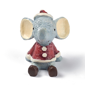 Christmas Theme Resin Display Decorations, for Home Office Tabletop Decoration, Elephant, 38x36x48mm
