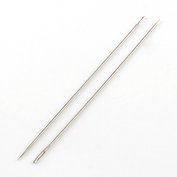 Stainless Steel Beading Needles Pins, Stainless Steel Color, 150x1.8mm, Hole: 7x1mm