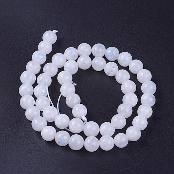 Natural Rainbow Moonstone Beads Strands, Grade AB, Round, 8mm, Hole: 1mm, about 50pcs/strand, 15.3 inch(39cm)